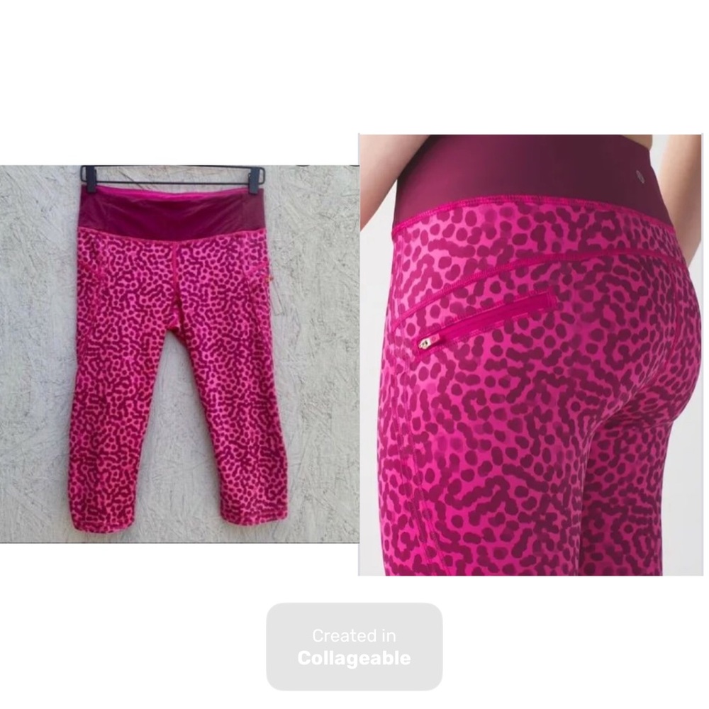 Lululemon Athletica pink cheetah knee-length leggings
